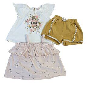 Savannah Baby Girls 3 PCs Short Sets 12 Months Multicolor , Pre-owned